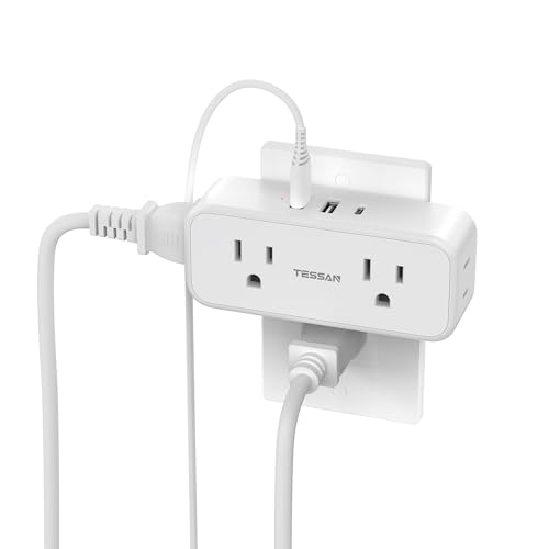 TESSAN Wall Outlet Extender, Multi Plug Mini Wall Expander, White