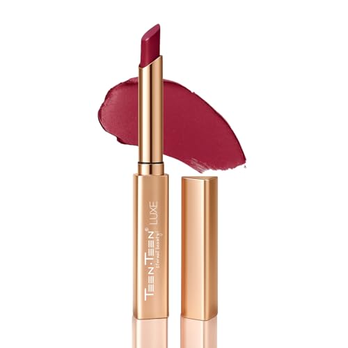 Image of TEEN TEEN LUXE Matte Lipstick | Long-Lasting Wear Up to 12 Hours | Ultra Smooth Velvet Finish | Rich Pigmented Lip Shade | Lightweight & Travel Friendly | Ruby-Red, 1gm