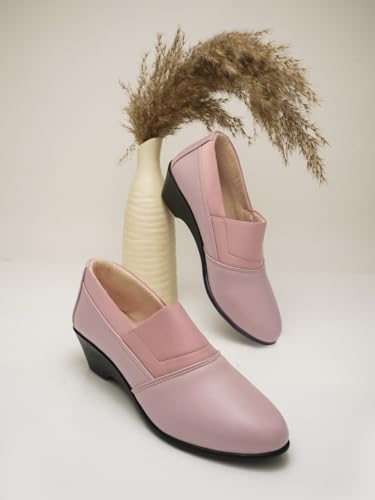 Image of TRYME Collection Bellies Comfortable Stylish Solid Wedge Heel Slip-On Formal Shoes for Womens & Girls