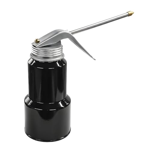 KPFILEH Pump Oiler Can with Straight Spout 8OZ Capacity 250ML Manual Oil Spray Gun with Handle Multifunctional Oil Squirt Can for Most Cars Motorcycles Bike Lubrication Applications (Black)