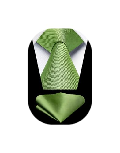 Image of HISDERN Mens Ties Solid Color Ties for Men Formal Necktie with Pocket Square Set Satin Silk Neck Tie Handkerchiefs Set