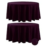 Fokitut 2 Pack Waterproof Round Tablecloth, 132 Inch, Stain Resistant and Wrinkle Polyester Table Cl