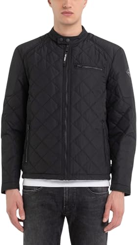 Replay Herren Steppjacke Übergangsjacke ohne Kapuze, Black 098 (Schwarz),...
