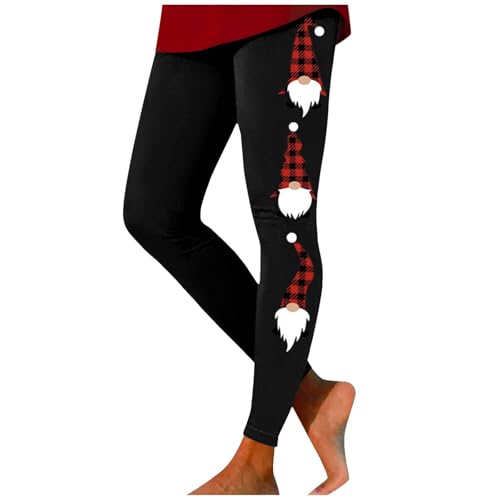 Christmas Leggings for Women Tartan High Waisted Pink Plus S