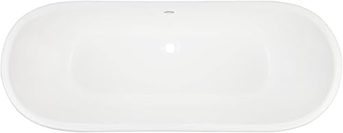 Miniatura 4 de 379879 Brayden - Bañera independiente de hierro fundido de 68 pulgadas con orificio de desbordamiento preperforado