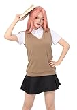 C-ZOFEK KiniOto Aya Osawa Cosplay Costume Shirt Vest Skirt Earrings Halloween Outfits (X-Large)