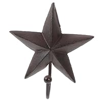Toyvian Vintage Cast Iron Wall Hanging Hook Star Shaped Decorative Pentagram Coat Hook for Clothes Keys Hats Towels Space-Saving Wall Mount for Bedroom Kitchen Bathroom