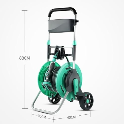 Carrello avvolgitubo portatile con ruote regolabile retrattile per tubo da giardino con guida integrata e raccordi per irrigazione del prato e lavaggio auto (include pistola ad acqua da 3,25 m)