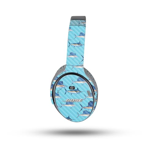 Image of MightySkins Carbon Fiber Skin Compatible with Bose QuietComfort 35 II Headphones - Billfish Stripes | Protective, Durable Textured Carbon Fiber Finish | Easy to Apply