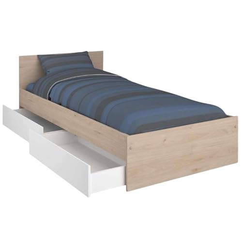 Miroytengo Cama Juvenil Child en Color Roble Jackson con 2 cajones 90x190 cm