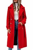 ORANDESIGNE Wollmantel Damen Lang Winterjacke Klassischem Revers Trenchcoat Zweireiher Elegant Langer Mantel A Rot XL