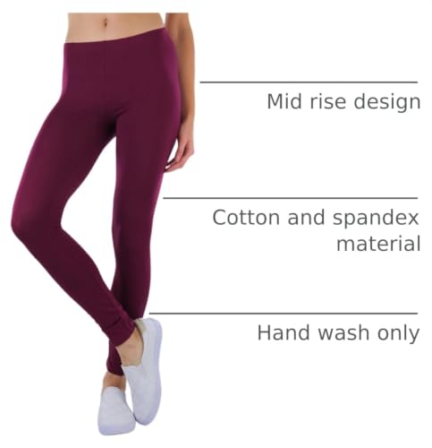 Image of ToBeInStyle Women's Skinny Fit Cotton Full Length Leggings Tights - Regular and Plus Sizes
