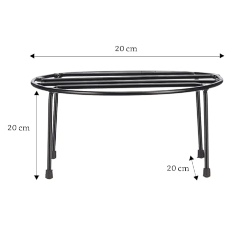 Image of Amazon Brand - Solimo Metal Flower Pot Stand (Black, Set of 8, Round) | Gamla Stand for Home | Plant Stand for Balcony | Premium Flower Pot Stand | Plant Stand for Living Room
