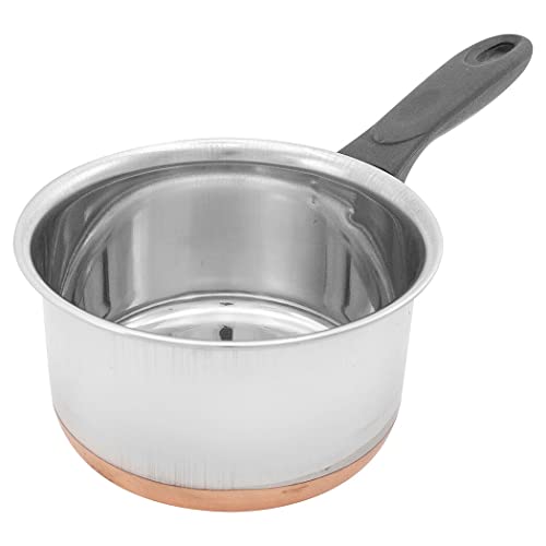 17cm Copper Base Milk Pan - Cool Touch Handle, Copper Bottom | Saucepan, Milkpan, Frying Pan, Kitchen, Cooking | Indian Deep Cookware | Durable & Long Lasting