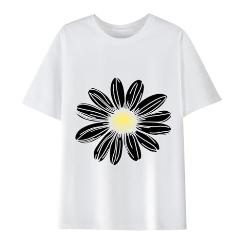 My Orders - Camisetas de manga corta para mujer, cuello redondo, estilo casual, estampado floral, para verano, ajuste holgado, ropa activa, camisetas de moda, túnica de trabajo, ropa de verano, 2