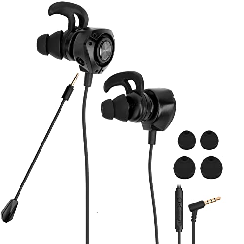 CHONCHOW Gaming Earphones with Adjustable Boom & in-line Mic, Volume Control, Mute Switch & 3D Stereo Sound for iPhone & Android Phones, Tablets, PC, Laptop, PS4, PS5, Xbox (Metallic Black)