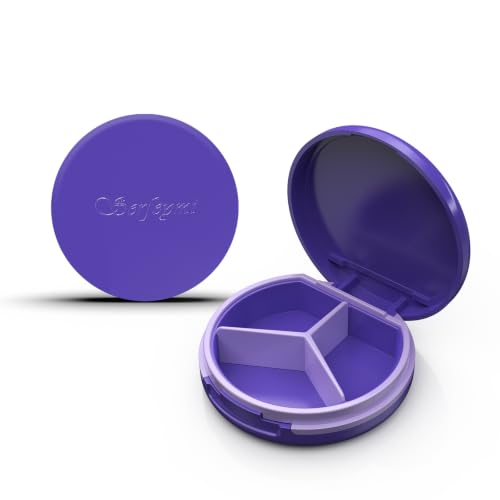 Image of Serfeymi Small Pill Case for Purse, Unique Artistic Patterns Travel Pill Box with 3 Compartments, Portable Mini Pill Organizer for Pocket, Decorative Pill Container for Purse - Purple(Serfeymi)