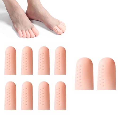 YanBous 10 Pezzi Protezioni per Alluce in Gel, Cappucci in Silicone Traspirante, Allevia i Dolori causati da Vesciche e Calli (2 Grandi + 8 Piccoli)