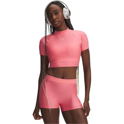 Under Armour HeatGear Women's Mock Crop, Pink, X-Large