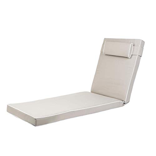 Alfresia Sun Lounger Replacement Cushion – Garden Sun Lounger Cushion, Luxury Style, Matching Headrest Included, Thick Luxury Foam Filling, Use with Lounger Chairs, Choice of Colours (Taupe)