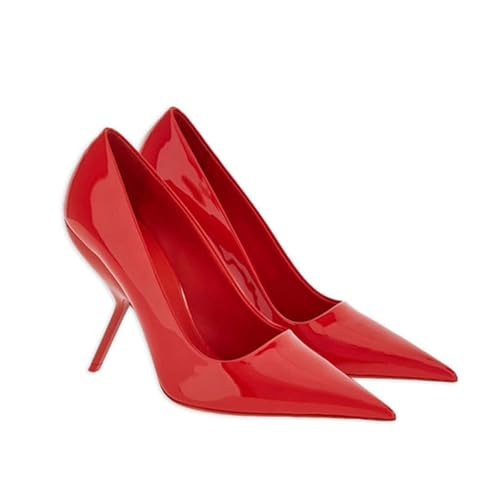 Sexy Women's Elegant Strange Style Heel Pumps, Large Size Fashion Ponited Toe High Heels for Party, Banquet and Fashion Show,10,Red