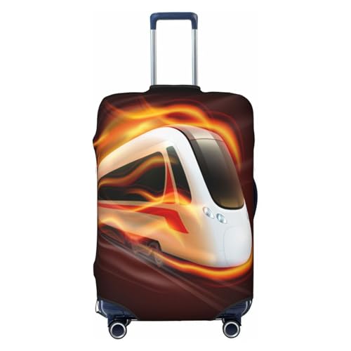 Speed Train Fire Black Luggage Cover for Suitcase, Suitcase Cover Protector Fit 18-21 Inch Luggage Travel Accessories, S