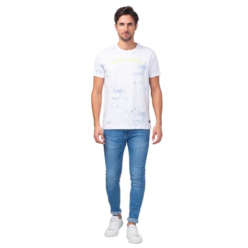 Image of Spykar Men's Slim Fit Round Neck Half Sleeve Printed Casual T-Shirt