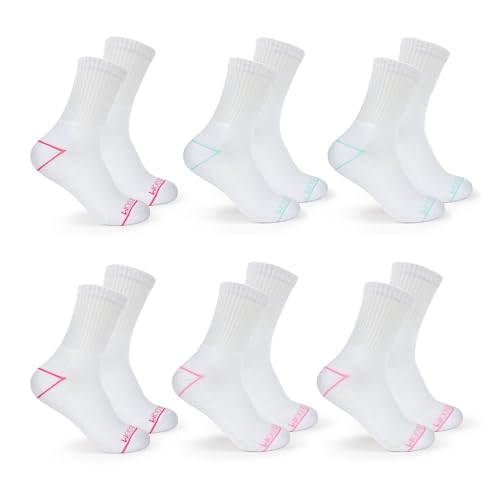 Fruit of the Loom Mini Crew Socks for Women 6 Pair Pack - Ultra Soft, Cushioned Sole, Lightweight - White Shoe Size 4-10