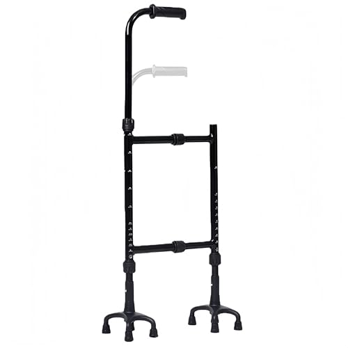 AMOVO Stair Assist Cane Adjustable Height & Width Standing Assist Mobility Aid for Seniors Elderly, Post-Surgery, 600lbs Capacity, Lightweight Portable Stand Assist Rail Bar (Stain Black)