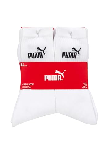 PUMA Unisex Crew Tennissocken Sportsocken Socken für Damen Herren 12 Paar, Farbe:300 - white, Socken & Strümpfe:39-42