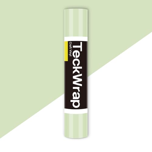 TECKWRAP Sage Green Permanent Vinyl 12 x 5ft (30.5cm x 153cm), Glossy Light Green Adhesive Vinyl for DIY Crafts, Wall Decals, Car Windows & Home Decor, Glossy Khaki Green