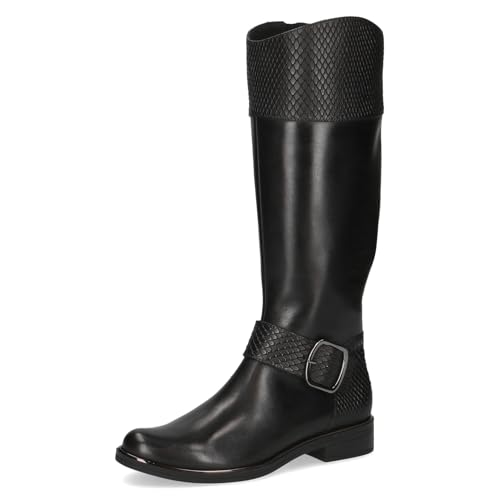 Bottes femme en cuir CAPRICE boucle cavalière noire chic