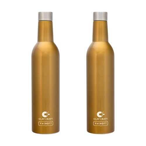 Image of Clay Craft Vacbott IVY Wine Double Walled|18 Hours Hot and 24 Hours|Cold Vacuum Insulated Flask Bottle|2 Piece, 760 ml Steel Bottles for Travelling|BPA-Free|BIS Certified|1Year Limited Warranty
