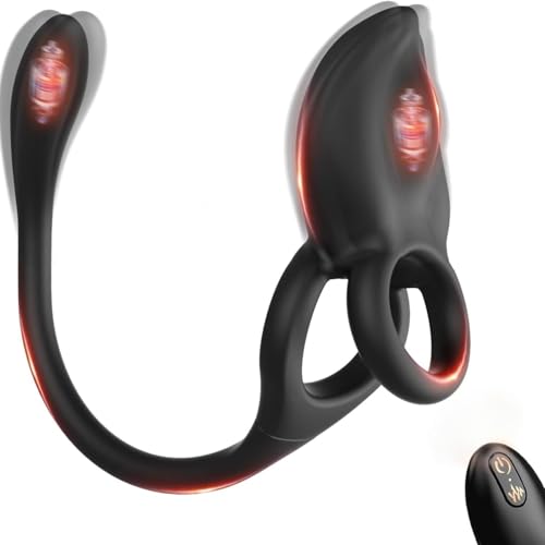 Masajeador de próstata para hombre con doble anillo y juguete erótico con mando