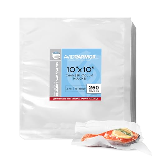 Image of Avid Armor Chamber Vacuum Sealer Bags - Heavy Duty, BPA-Free, Pre-Cut Chamber Vacuum Bags for Food Preservation, Freezer Storage, Sous Vide and more, 250 /Pack (10x10) - Multi-Use Vacuum Bags