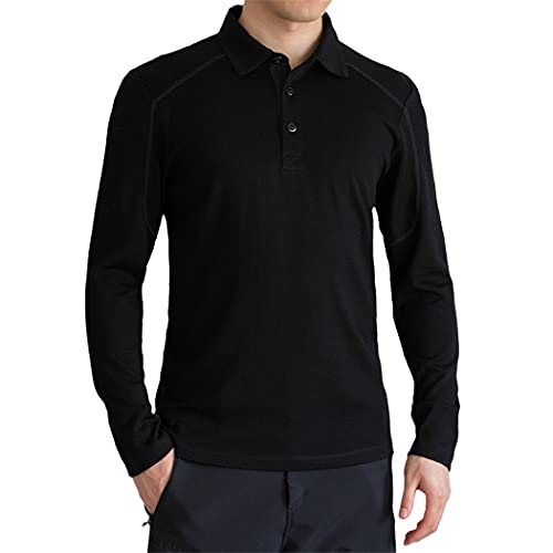 Polo manches longues laine homme noir L vêtement chaud automne hiver