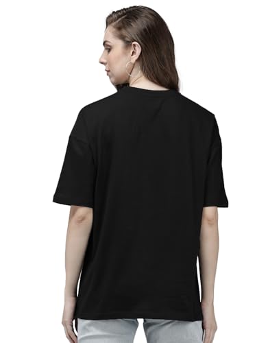 Image of LEOTUDE Women's cotton Oversized Fit Oversized Half Sleeve Tshirt, Round Neck Longline Drop Shoulder Solid T-Shirt