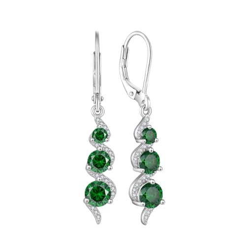 Starchenie Birthstone Dangle Drop Earrings 925 Sterling Silver Gemstones Leverback Earrings Jewelry Gift for Women