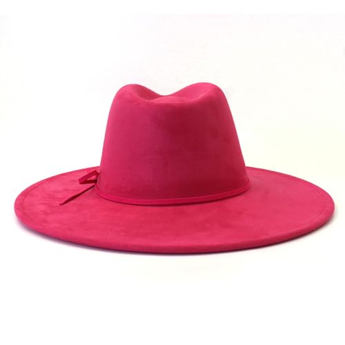Image of Fedora Hats for Women Man with Big Wide Brim Classic Suede Panama Hat Western Outdoor hat