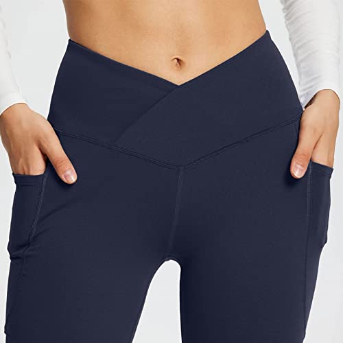 Legging rodada para mulheres, fitness, ioga, perna larga, justa, esportiva, com corte de bota, calça