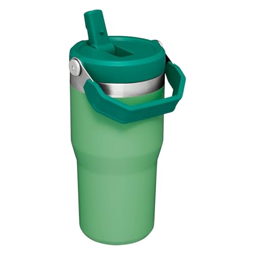 Image of Stanley IceFlow Flip Straw Tumbler with Handle 20 oz | Twist On Lid and Flip Up Straw | Leak Resistant Water Bottle | Insulated Stainless Steel |BPA-Free | Jade