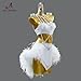 ZYDANC Professional Ballroom Dance Costumes Hollow Latin Rumba Performance Dancewear Cha Cha Dancing Feather Outfits,White,L