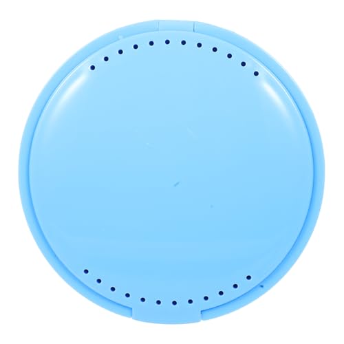 Unomor Round Retainer Case with Integrated Mirror Portable Tooth Storage Box for False and Small Accessories Plastic Travel Container for Easy Cleaning