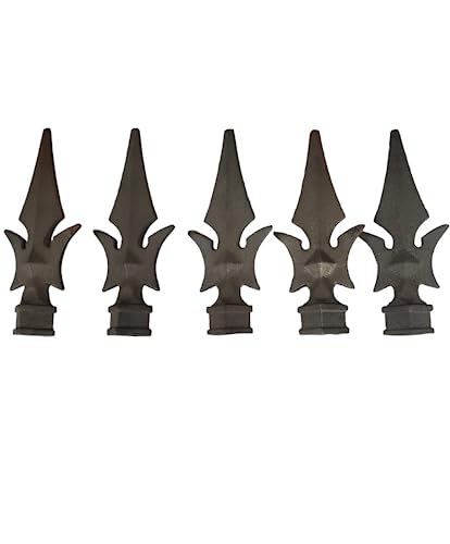 Image of Cast Iron Fence Finials, Multiple Decorative Styles & Sizes, 1 /2 inch to 1 inch Inch Square and Round Spears, Fleur de Lis Design (3 /4 inch Javelin SQ, 5)