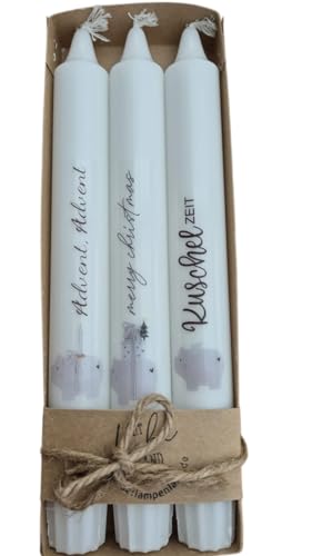 Weihnachtskerzen Set 3er – Stabkerzen mit Sprüchen &...