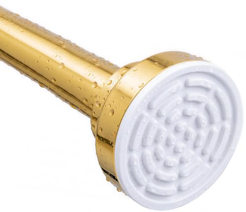 Image of Ausemku Shower Curtain Rod - 32-43 Inch Rustproof Tension Rod, Non-Slip Spring Design, No Drilling Adjustable Curtain Rod for Bathroom, Kitchen, and Closet(Gold)