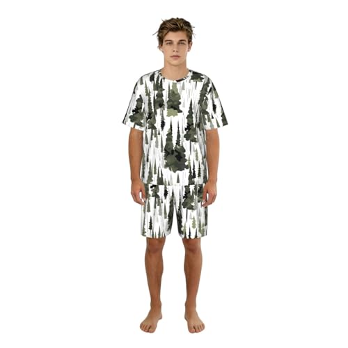 Pyjama homme camouflage blanc haut de gamme en coton élégant