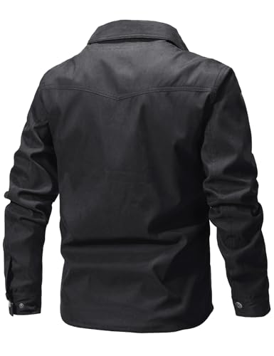 Flygo Mens Flannel Lined Shirt Jacket Lightweight Snap Button Western Jacket Rugged Outdoor Cowboy Shirts Jackets4