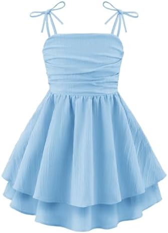 Arshiner Girls Summer Spaghetti Strap Dresses Flowy Tiered Ruched...