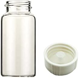 LanJing 366228216 Clear 20ml Borosilicate Glass Heat-Resistant Scintillation Vial with Cone Shaped Liner 22-400 Urea Screw Cap Attached(Case of 500)